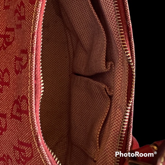 Red Dooney & Bourke Leather & Canvas Signature Bag - Picture 9 of 11